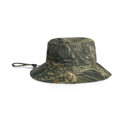 Wide Brim Camo Bucket Hat in Tree Camo, front