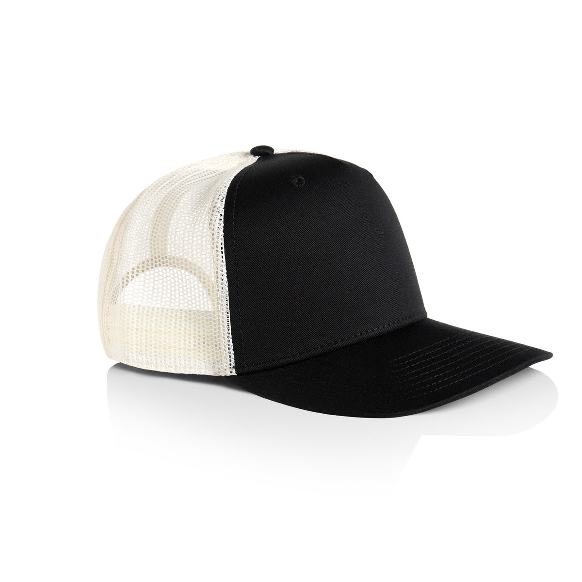 Contrast Trucker Cap in Black/Ecru, front