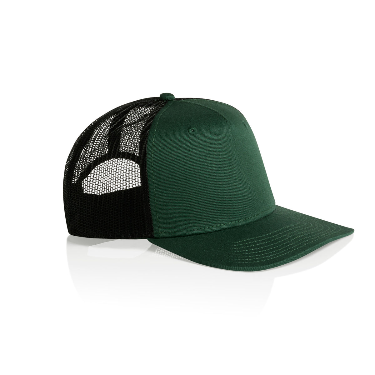 Contrast Trucker Cap in Forest Green/Black, side