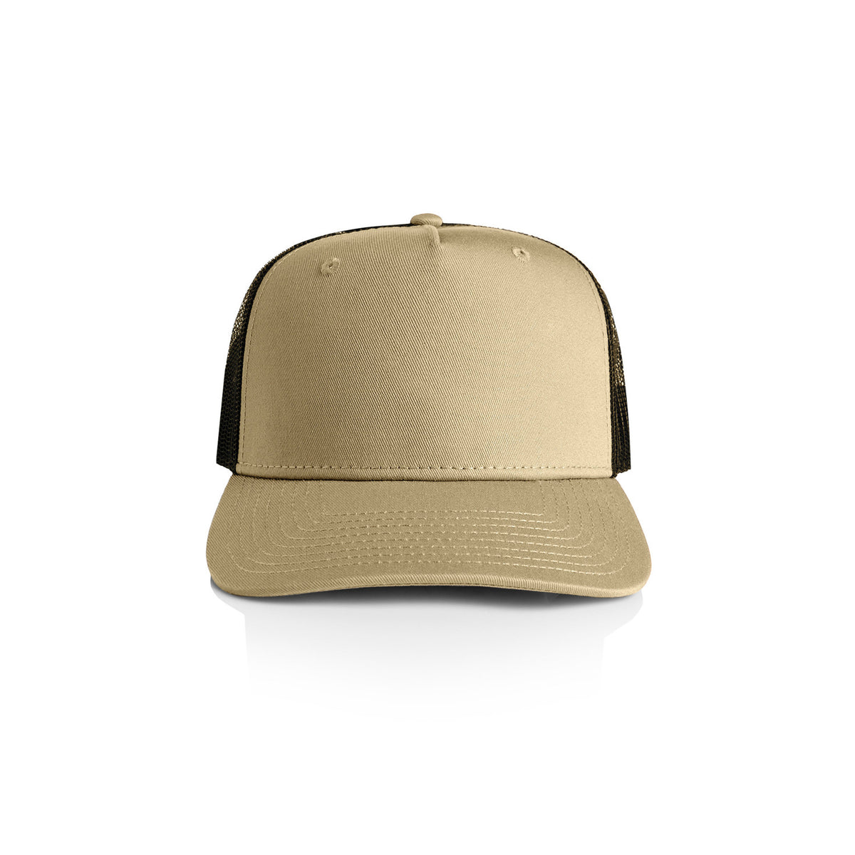 Contrast Trucker Cap in Khaki/Black, front