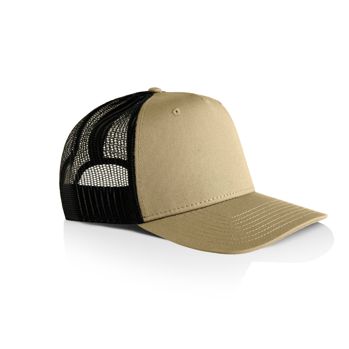 Contrast Trucker Cap in Khaki/Black, side