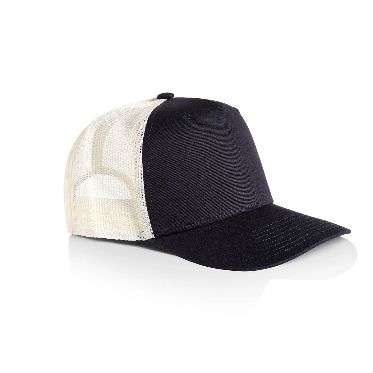 Contrast Trucker Cap in Navy/Ecru, front