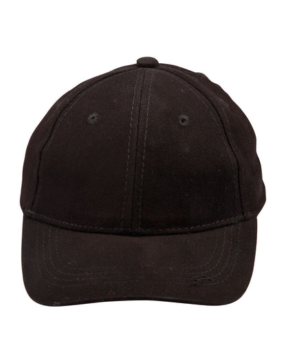 Kids Brushed Cotton Cap in Black, front