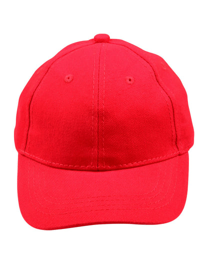 Kids Brushed Cotton Cap in Red, front