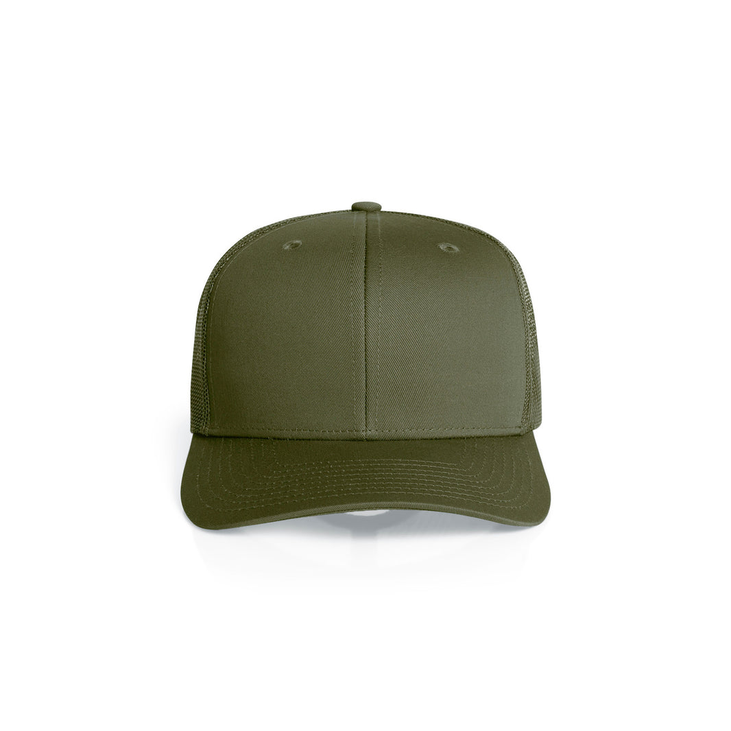 Premium Mesh Trucker Cap in Army, front
