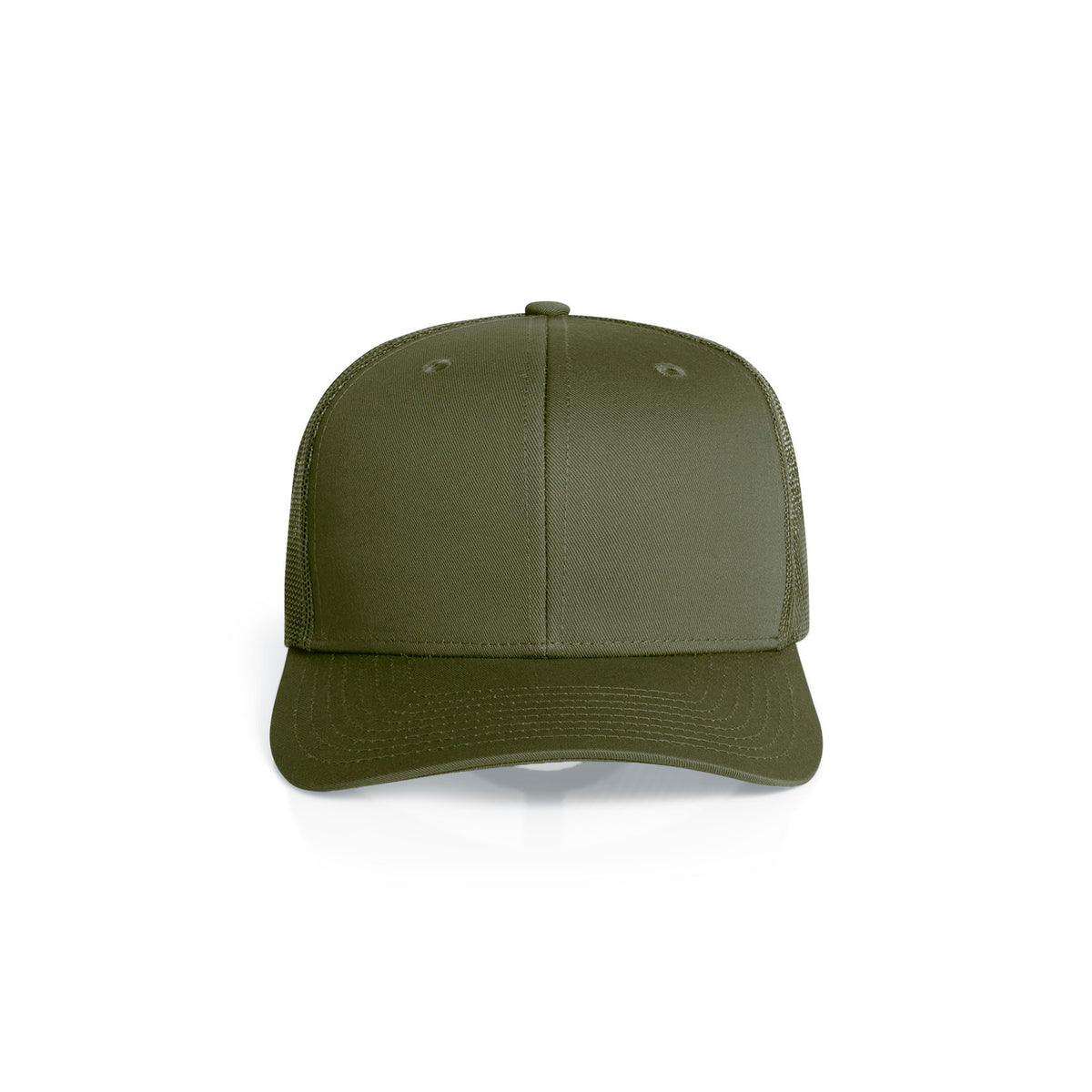 Premium Mesh Trucker Cap in Army, front