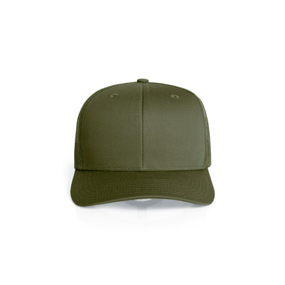 Premium Mesh Trucker Cap in Army, front