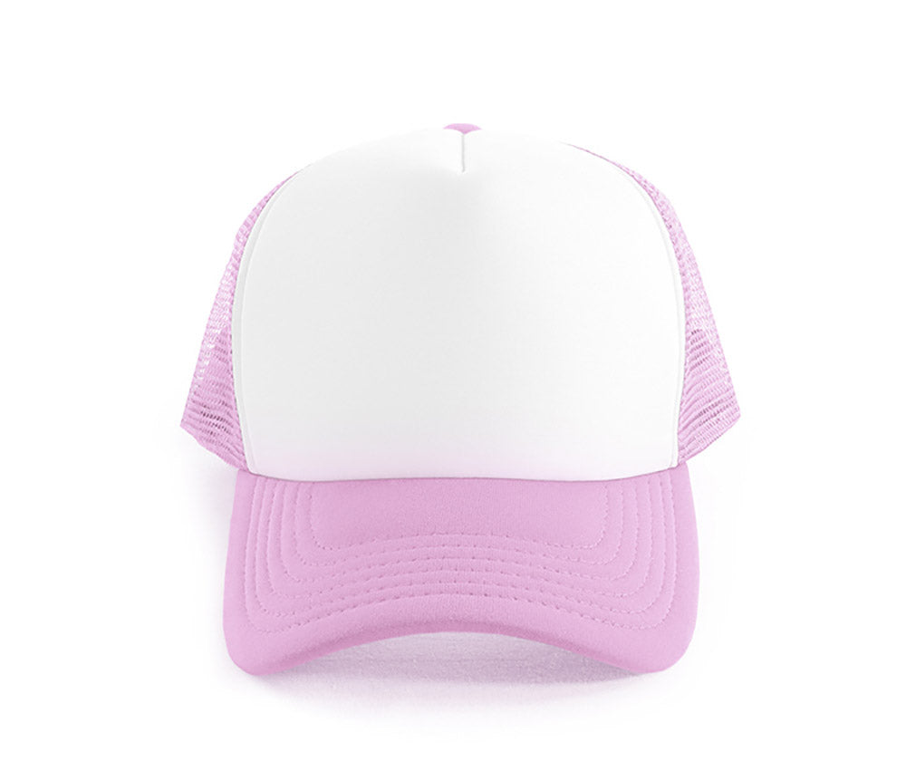 Classic Trucker Cap in White/Pink, front