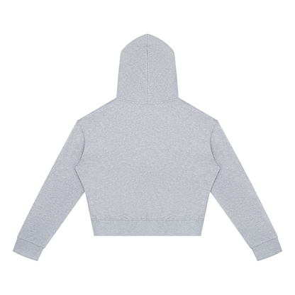 Women's Cropped Zip Hoodie in Marl Grey, back