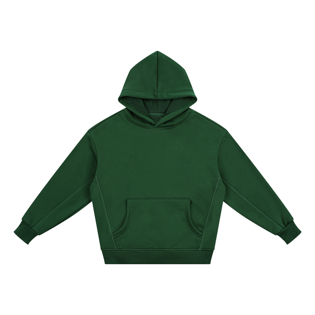 Kids Fleece Hoodie in Blackish Green, front
