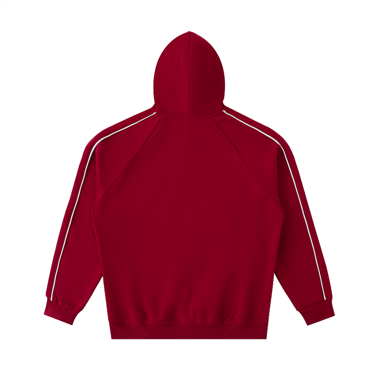 Contrast Piping Raglan Hoodie in Red, back