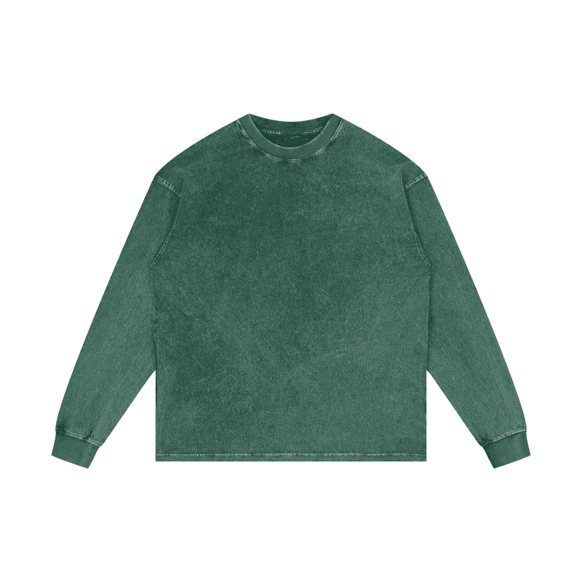 Acid Wash Long Sleeve Tee in Dark Green, front