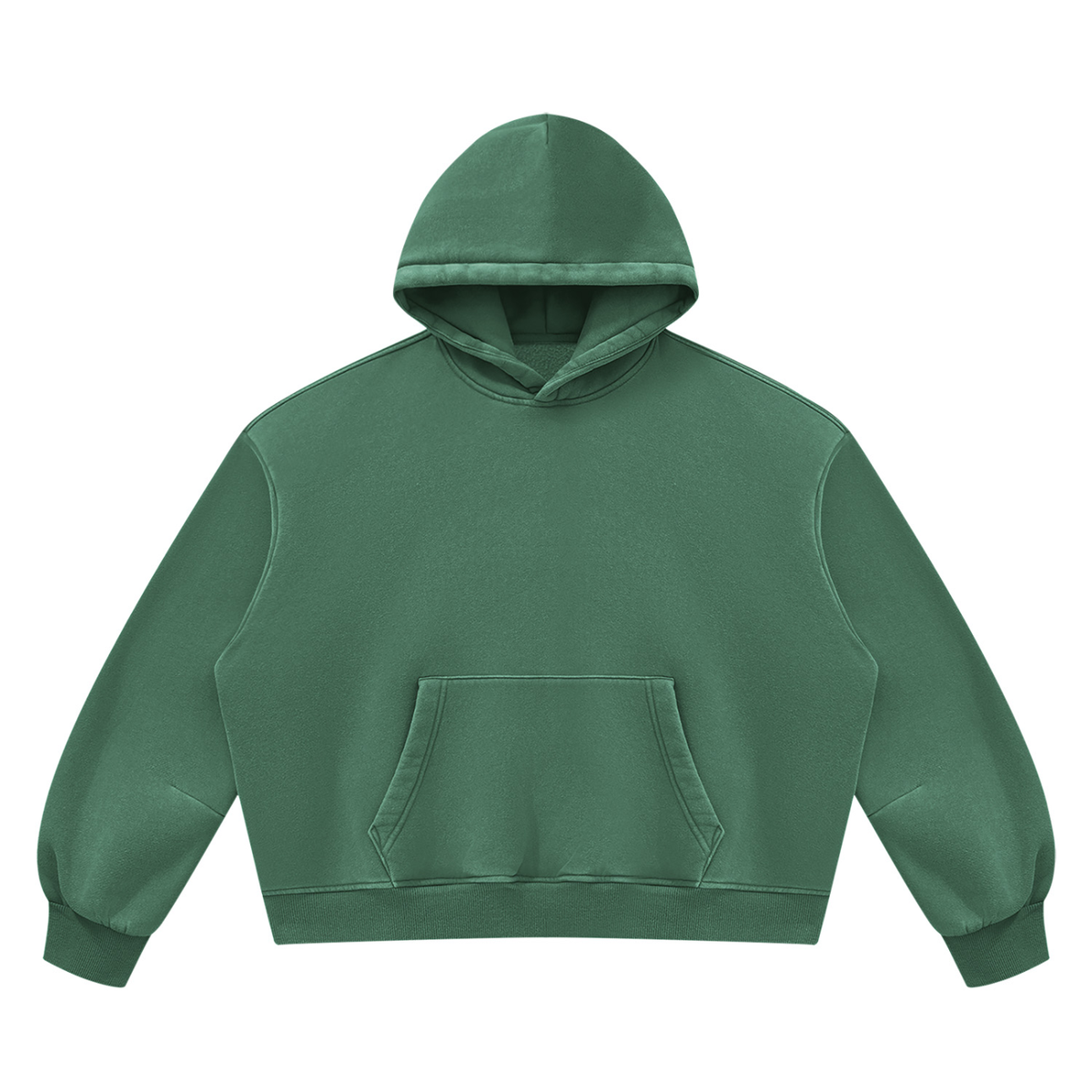 Vintage Wash Boxy Hoodie in Dark Green, front