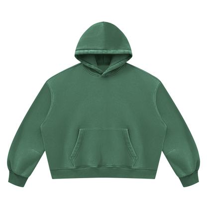 Vintage Wash Boxy Hoodie in Dark Green, front
