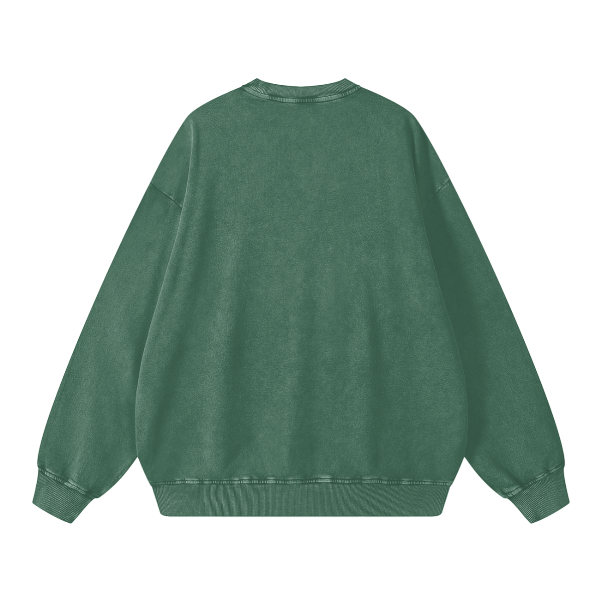Snow Wash Oversized Crew in Blackish Green, back