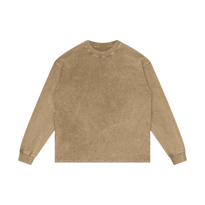 Acid Wash Long Sleeve Tee in Honey Peach, front