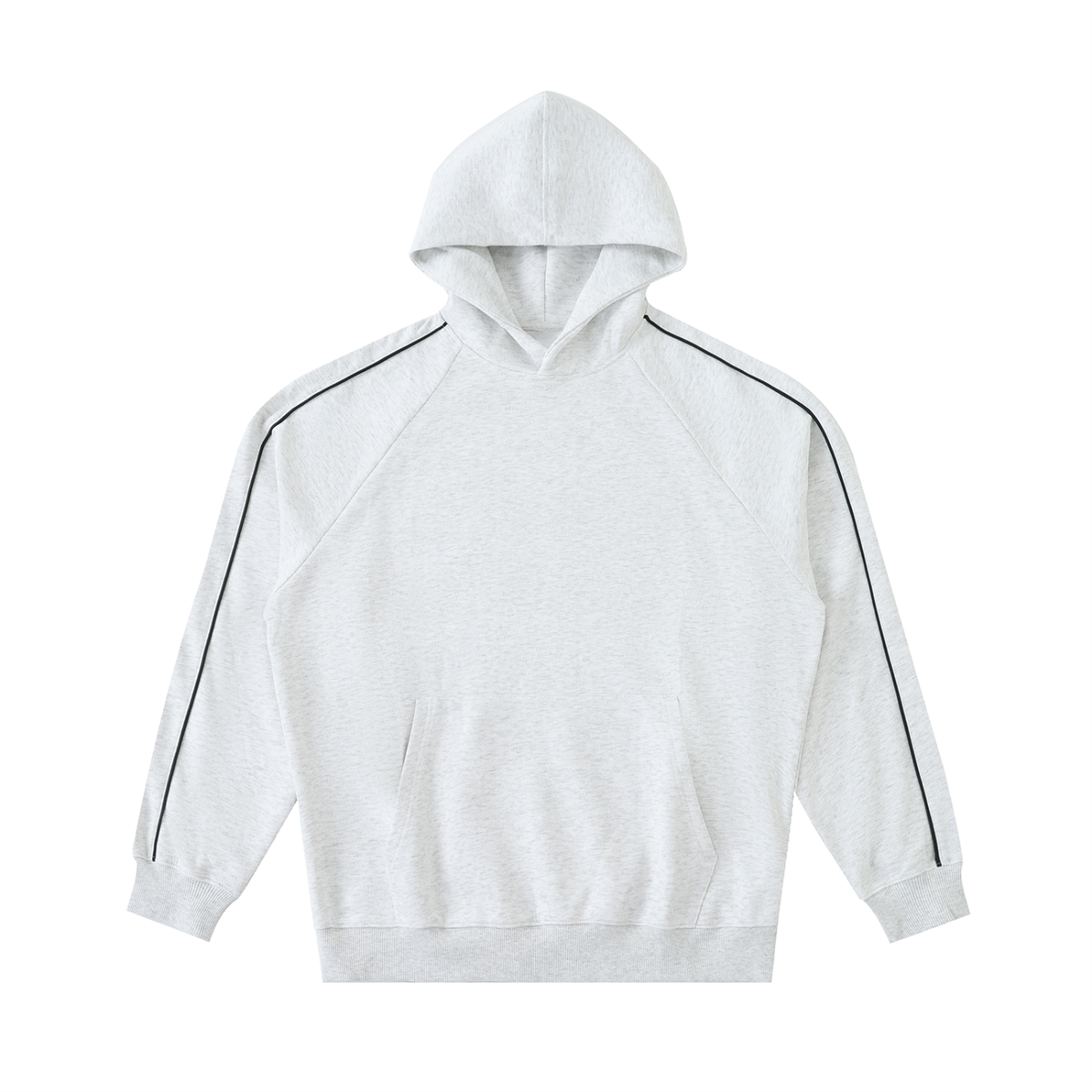 Contrast Piping Raglan Hoodie in White Grey, front