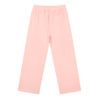 Straight Leg Fleece Track Pants in Light Pink, back