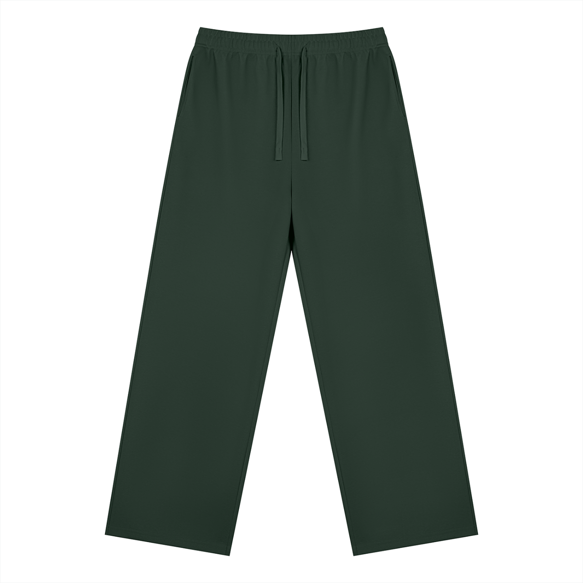 Straight Leg Fleece Track Pants in Blackish Green, front