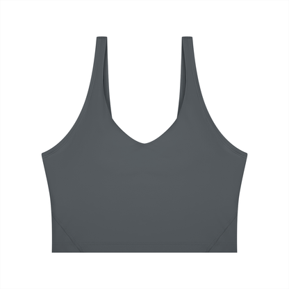 Cropped Yoga Tank in Dark Grey, front
