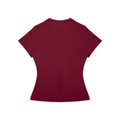 Women's Fitted Training Tee in Wine Red, front