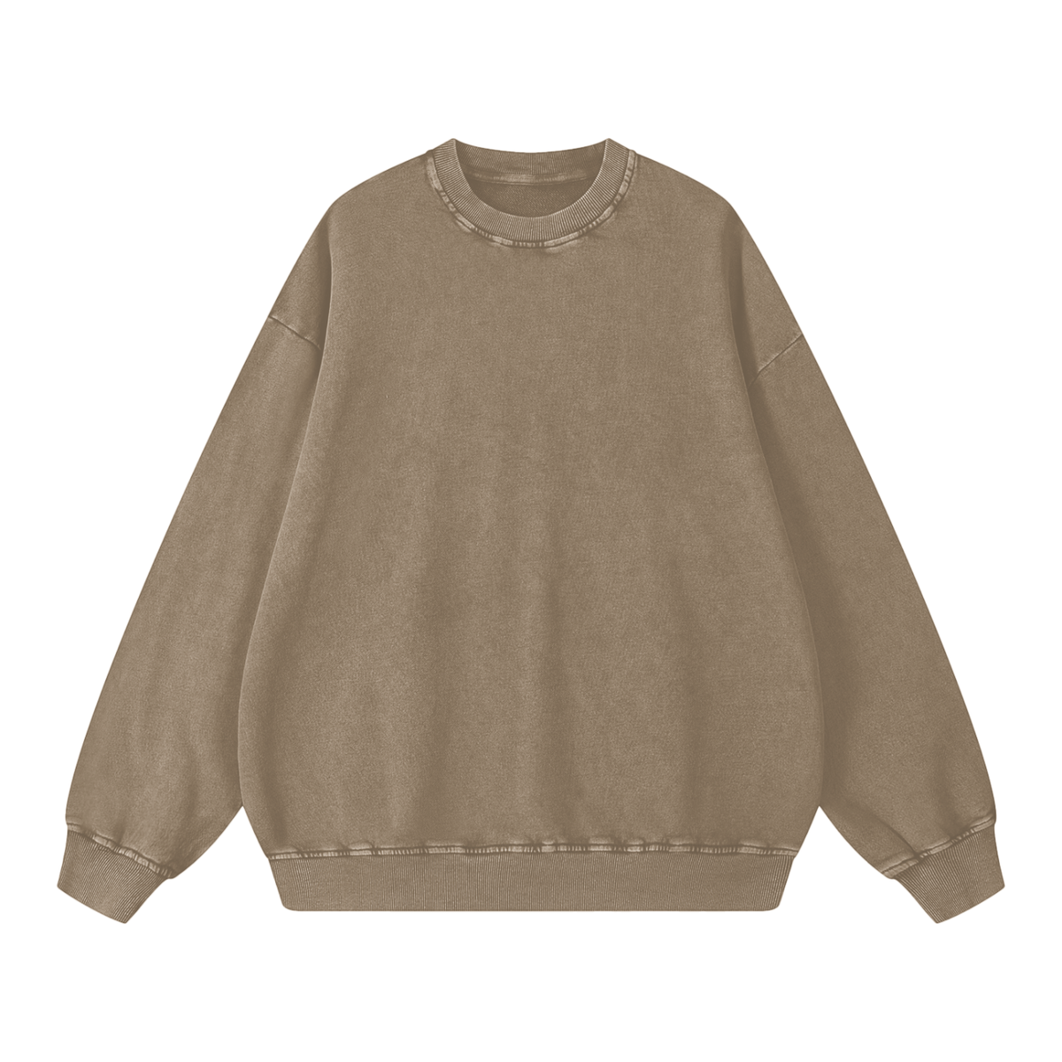 Snow Wash Oversized Crew in Stone Grey, front