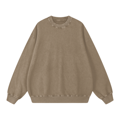 Snow Wash Oversized Crew in Stone Grey, front