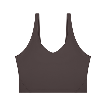 Cropped Yoga Tank in Dark Brown, front