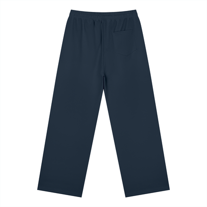 Straight Leg Fleece Track Pants in Navy, back
