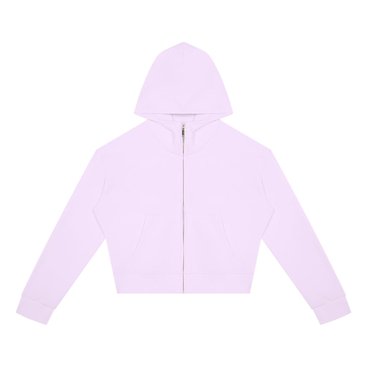 Women's Cropped Zip Hoodie in Light Purple, front