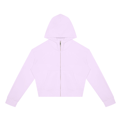 Women's Cropped Zip Hoodie in Light Purple, front