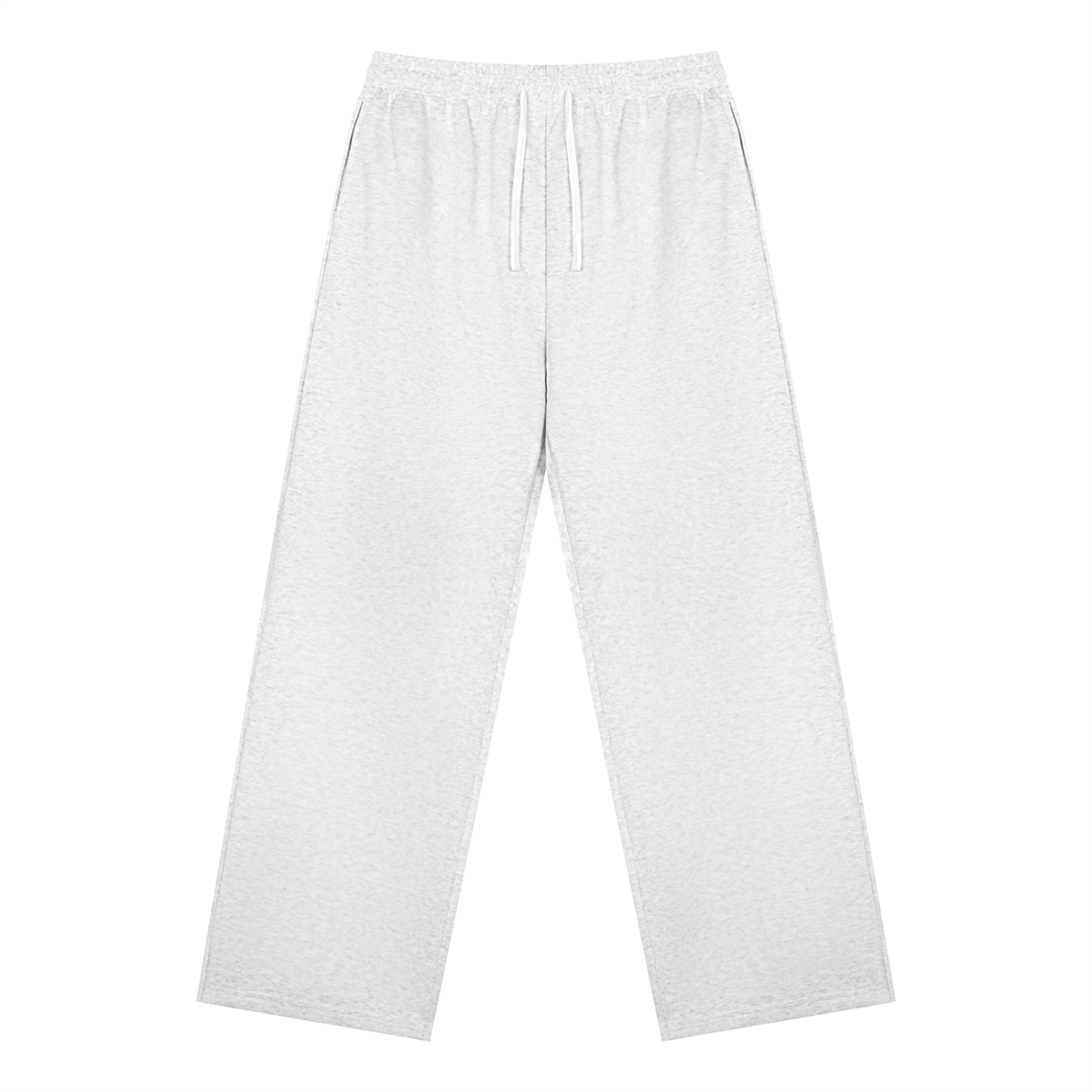 Straight Leg Fleece Track Pants in Oat Grey, front