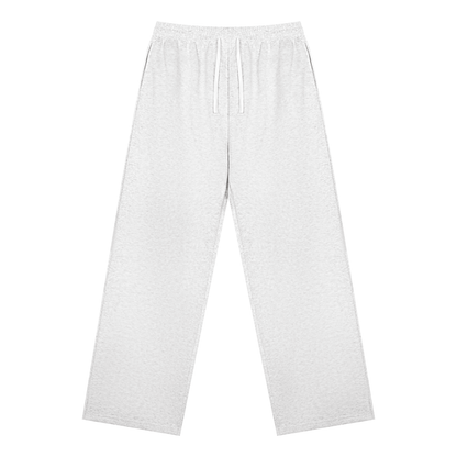 Straight Leg Fleece Track Pants in Oat Grey, front