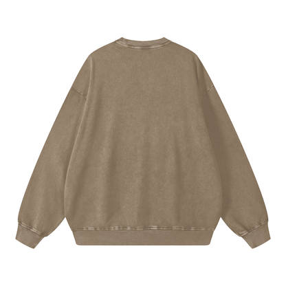 Snow Wash Oversized Crew in Stone Grey, back