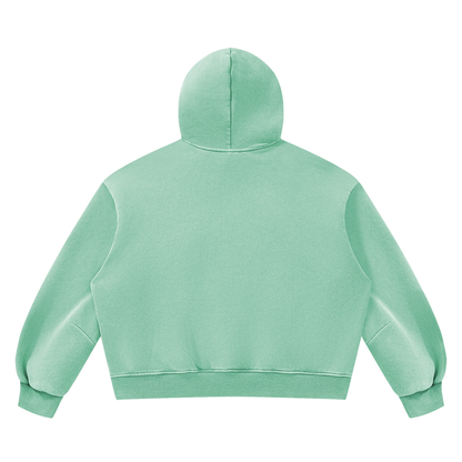 Vintage Wash Boxy Hoodie in Mint Green, back