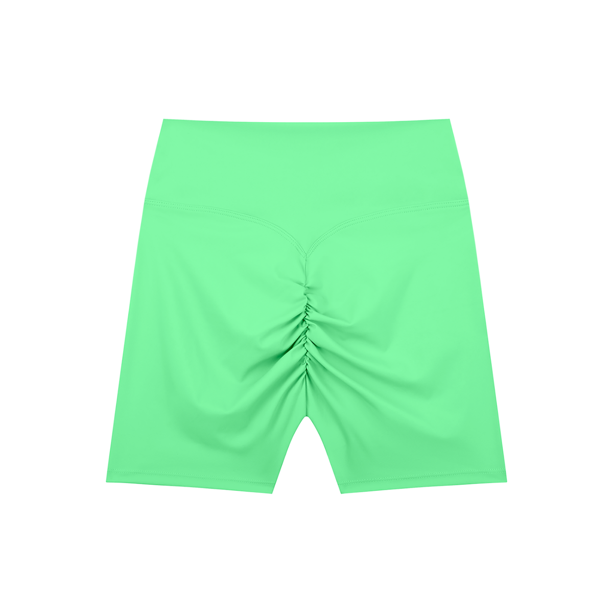 High Waisted Bike Shorts in Green, back