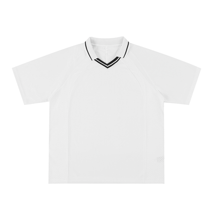 Striped Football Jersey in White, front