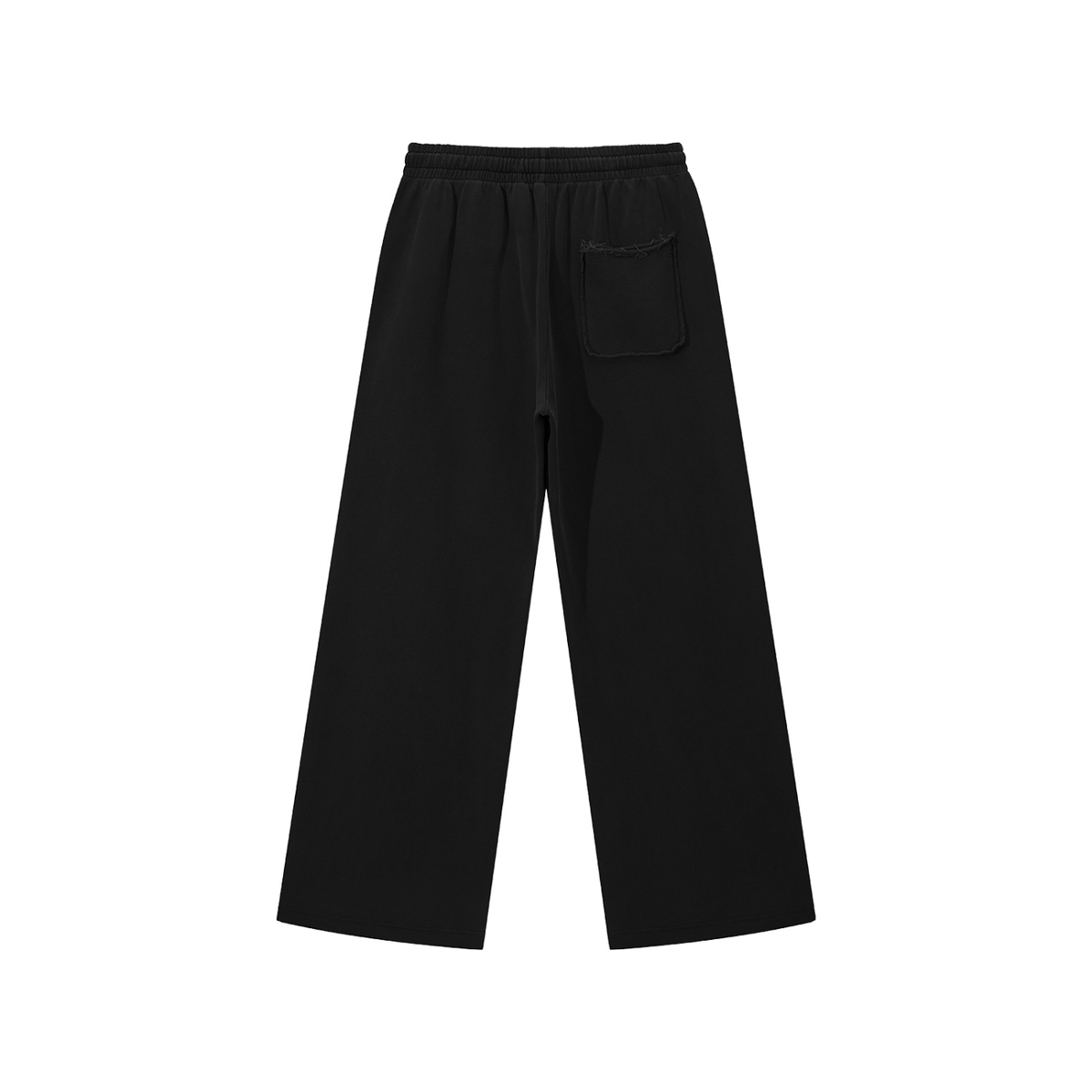 Snow Wash Raw Hem Sweatpants in Black, back