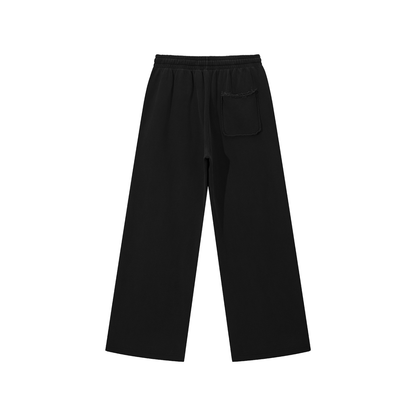 Snow Wash Raw Hem Sweatpants in Black, back