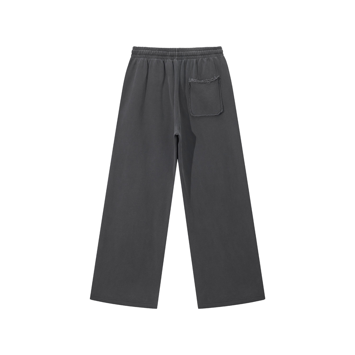 Snow Wash Raw Hem Sweatpants in Dark Grey, back