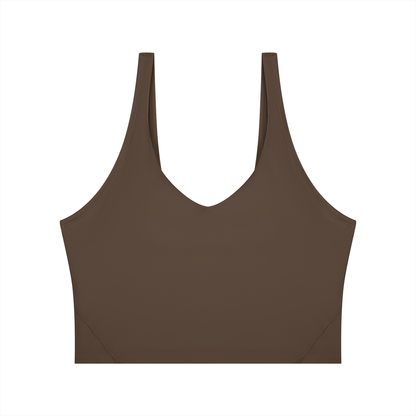 Cropped Yoga Tank in Coffee, front