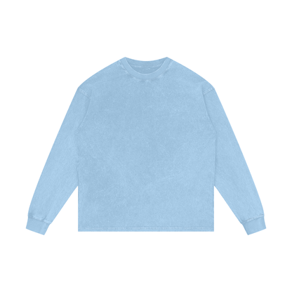 Acid Wash Long Sleeve Tee in Sky Blue, front