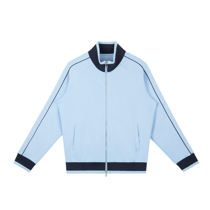 Colour Block Track Jacket in Sky Blue, front