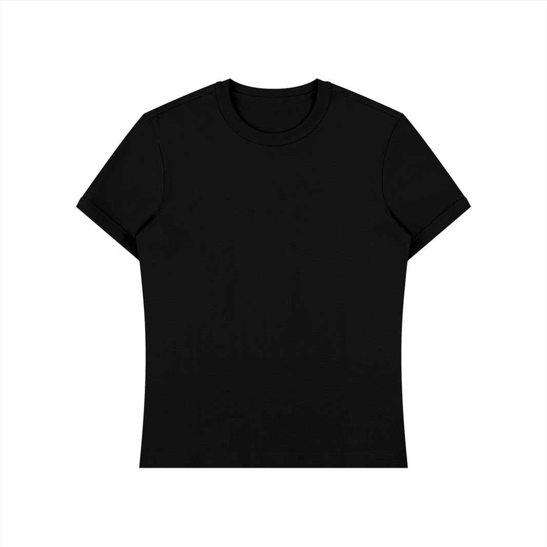Slim Fit Stretch Tee in Black, front