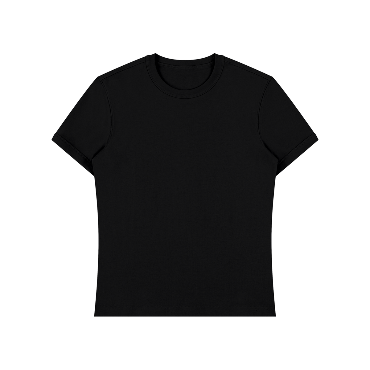 Slim Fit Stretch Tee in Black, front