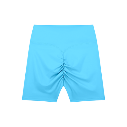 High Waisted Bike Shorts in Blue, back