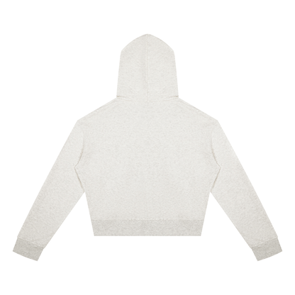 Women's Cropped Zip Hoodie in Oat Grey, back
