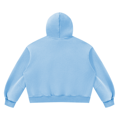 Vintage Wash Boxy Hoodie in Light Blue, back