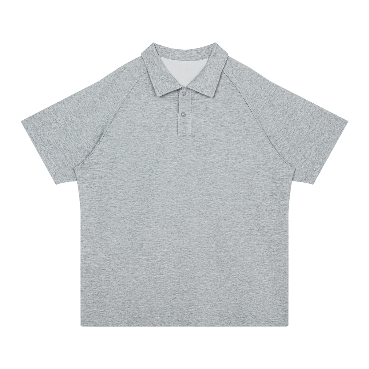 Stretch Raglan Polo in Marl Grey, front