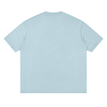 Oversized Drop Shoulder Tee in Light Blue, back